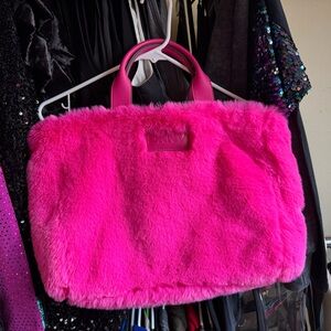 BNWT DKNY HOT PINK HADLEE MD FAUX FUR TOTE